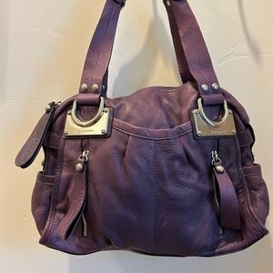 B. Makowsky Purple Leather Shoulder Bag